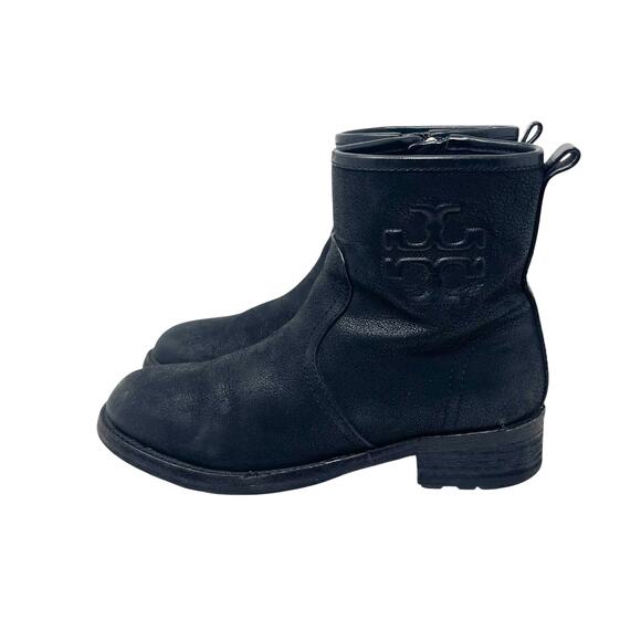 Tory Burch Simone Black Leather Ankle Boots - Bootie - Size 7 - Picture 1 of 10